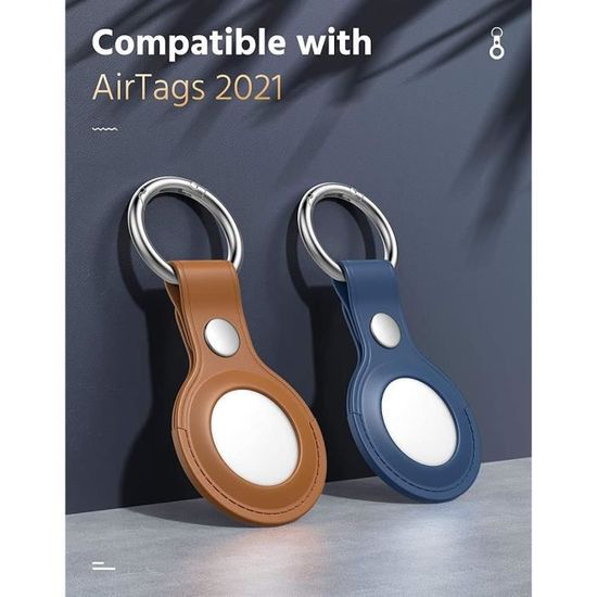 Valenta Snap - Coque Apple AirTag Porte-clés en Cuir Véritable - Bleu  7-586252 