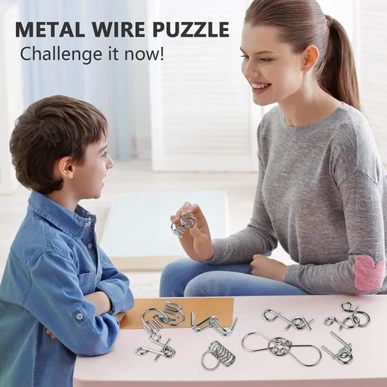 Jeu Réflexion QI 12 Casse-tête Métal – Jeu De Réflexion Et Casse-tête Cérébral Pour Enfants Et Adultes – Idée Cadeau Originale