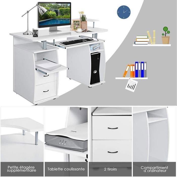 Yaheetech Table Informatique Bureau d'Ordinateur Portable Roulant Poste Yaheetech Table Informatique Bureau d'Ordinateur Portable Roulant Poste