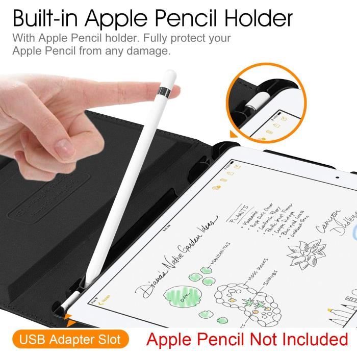 Housse Rotative 360° Pour IPad 10,2" (7e/8e/9e Génération) - Dos Acrylique, Porte-Crayon, Réveil Automatique - 11