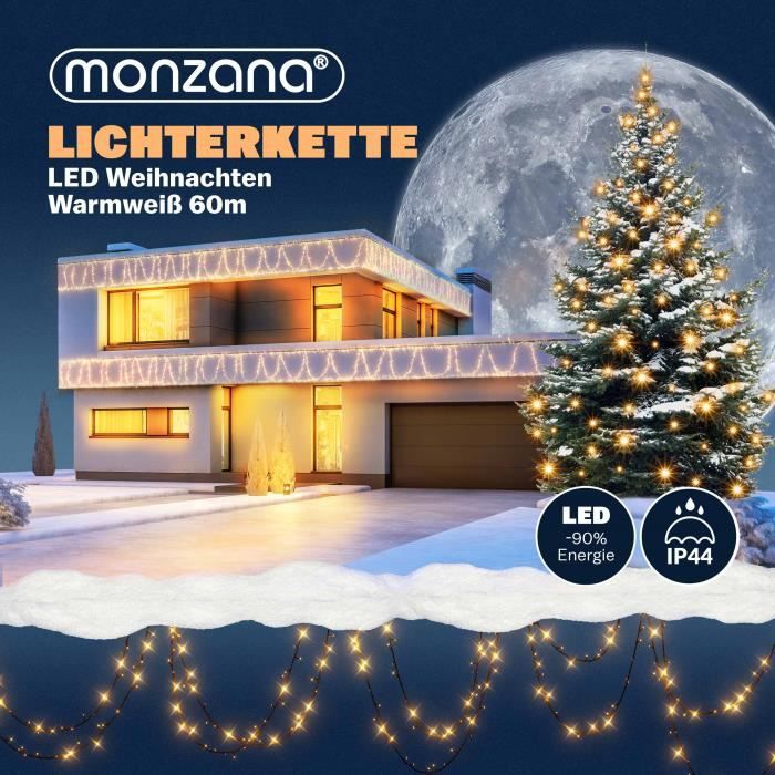 Casaria Guirlande de Noël lumineuse 5m 100 LED blanc chaud Sapin artificiel  Décoration de noël intérieur extérieur - Cdiscount Maison