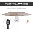 Parasol de jardin XXL - OUTSUNNY - Marron - Ouverture Fermeture Manivelle - Acier Polyester Haute Densité-3