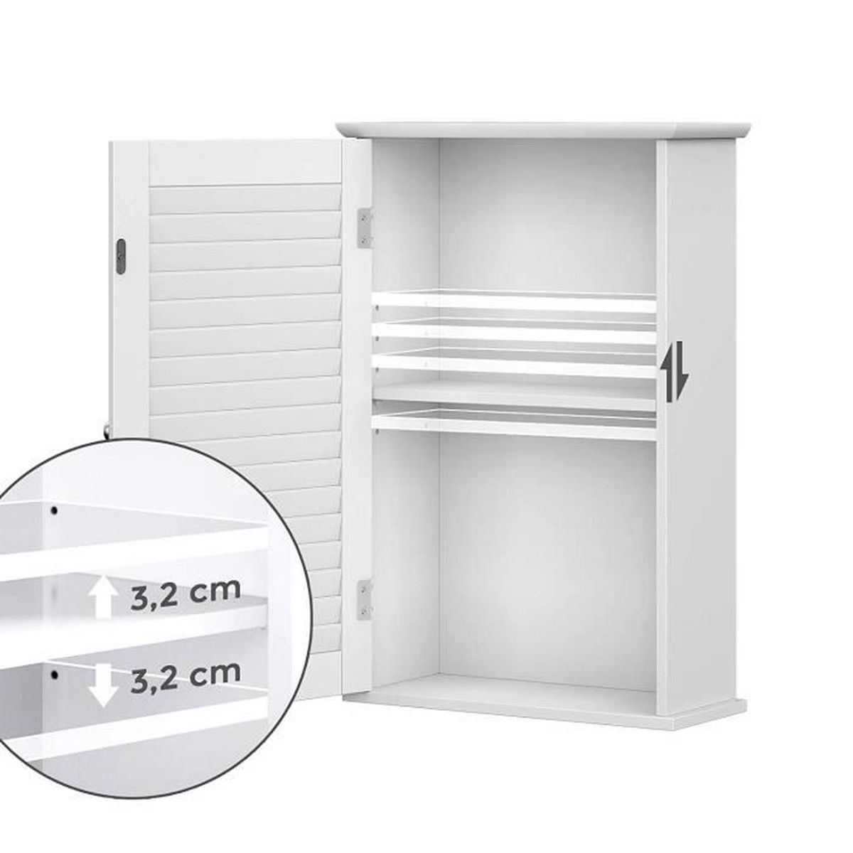 vasagle meuble de rangement suspendu pour salle de bain armoire a pharmacie avec etagere reglable et porte a persienne blanc bbc24wt achat vente armoire de toilette vasagle meuble de rangement cdiscount