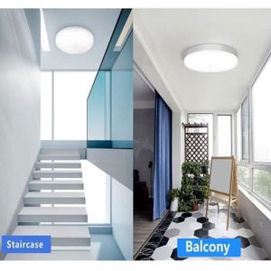 Plafonnier LED à Détecteur De Mouvement Sans Fil - Rechargeable USB 7000mAh - 3 Couleurs & 5 Intensités - Pour WC, Cave, Garage - 4