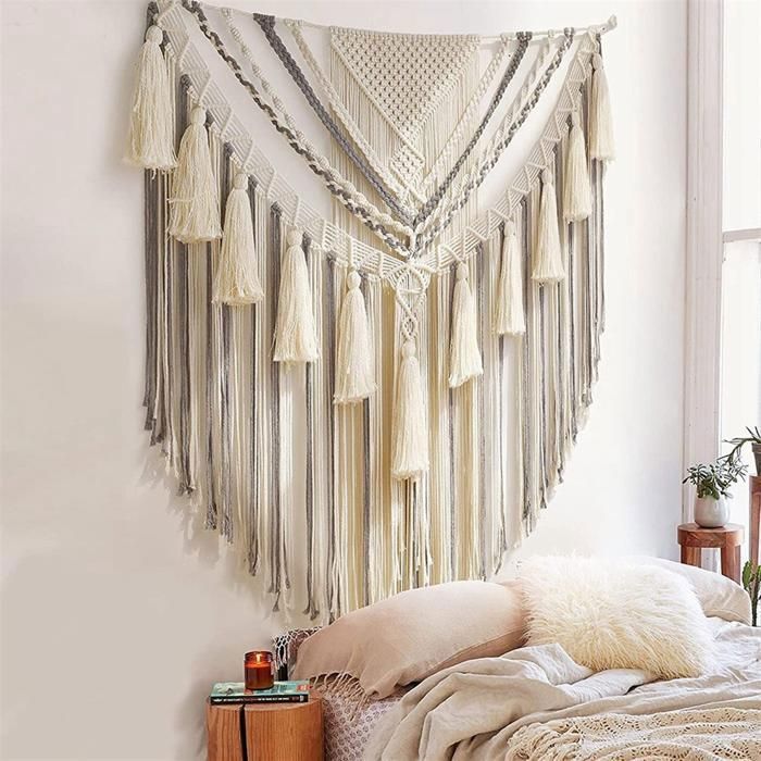 Tapisseries Tapisserie Murale En Macramé Avec Perles En Bois Et Glands Tissés À La Main Home Office Nursery Decor Chambre Salon Decration 230701 Du 27,06 € | DHgate