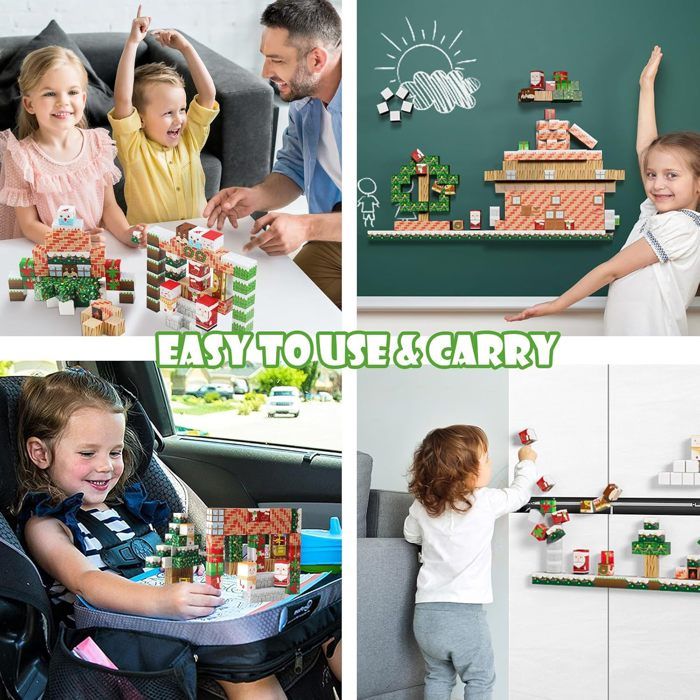 64 Pcs Bloc de Construction Magnétique Noël – Ensemble de Magnetic ...