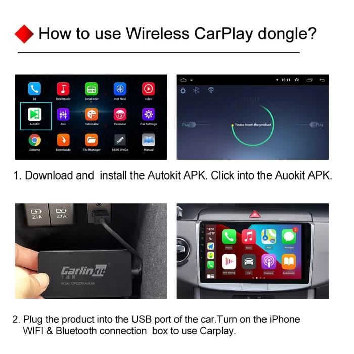 Adaptateur Android Auto sans Fil Wireless,Adaptateur Dongle USB pour OEM  Filaire
