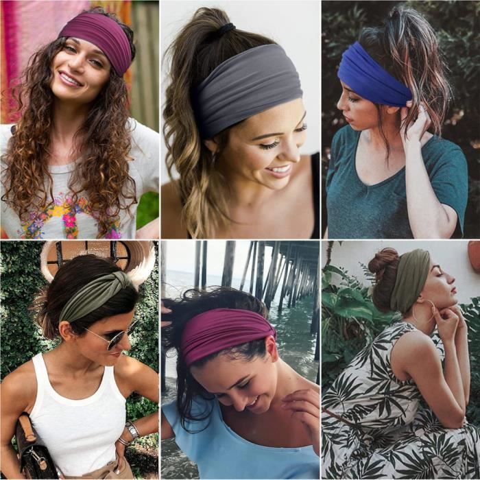 Bandeau Cheveux Femme Large Élastique Doux Boho Mince Bandana Accessoires Headband Cheveux Imprimé Léopard Femme Yoga Sport (3 Pcs