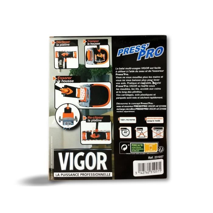 2 recharges micro-fibres kit de lavage de sol Vigor Press'Pro