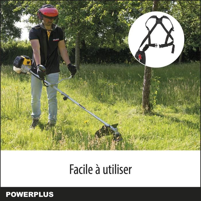 Débroussailleuse Thermique AOSOME 52cc 3CV - Avec Lame 3T, Tête Fil Nylon, Harnais Double - Professionnelle, Démarrage Facile, Pour Grands Terrains