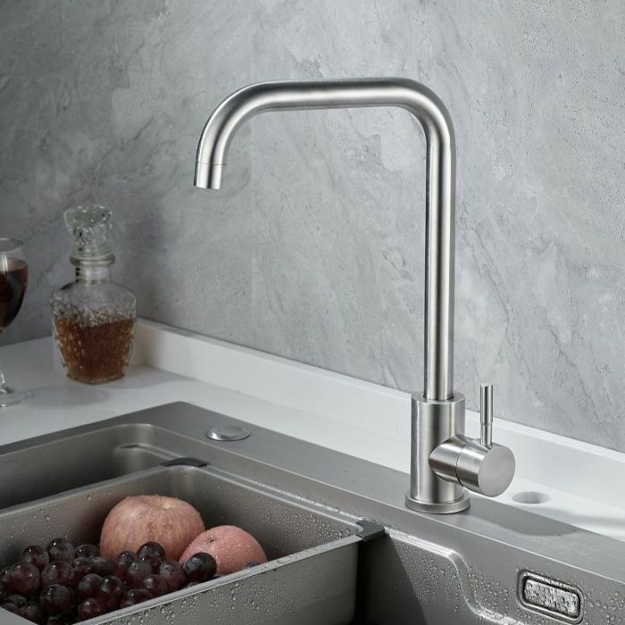 Robinet De Lavabo Pivotant 360° - Acier Inoxydable Chromé - Mitigeur Eau Chaude/froide - Facile à Installer Pour Salle De Bain, Cuisine, Camping-car - 6