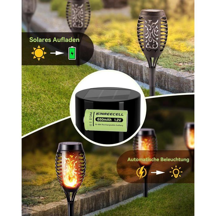 KINREECELL Piles Rechargeables AAA Ni-MH 600mAh 12-Pack - Idéales Pour Lampes Solaires