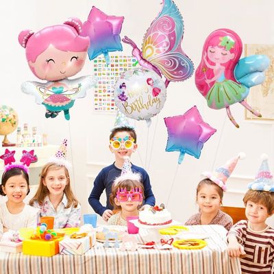Décoration Anniversaire Papillon 5 Ans – Ballons Aluminium Chiffre 5, étoiles, Fée, Arc-en-ciel – Set Complet Pour Fête Fille – Matériau De Qualité