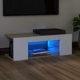 665MONDIAL Meuble TV avec lumières LED Blanc et chêne sonoma 90x39x30 cm BEST MOBILIER NOUVEAU 2021 -2353Neuve- TV Stand - Table de-0