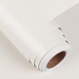 OUTAD®Papier Peint Autocollant Blanc Crème Adhésif Mural Décoratif Étanche Amovible  pour meuble Cuisine Salon Comptoir  60x300cm-0