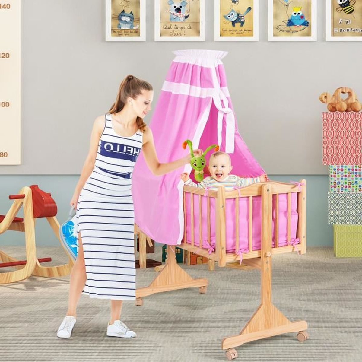 berceau bébé en bois a bascule