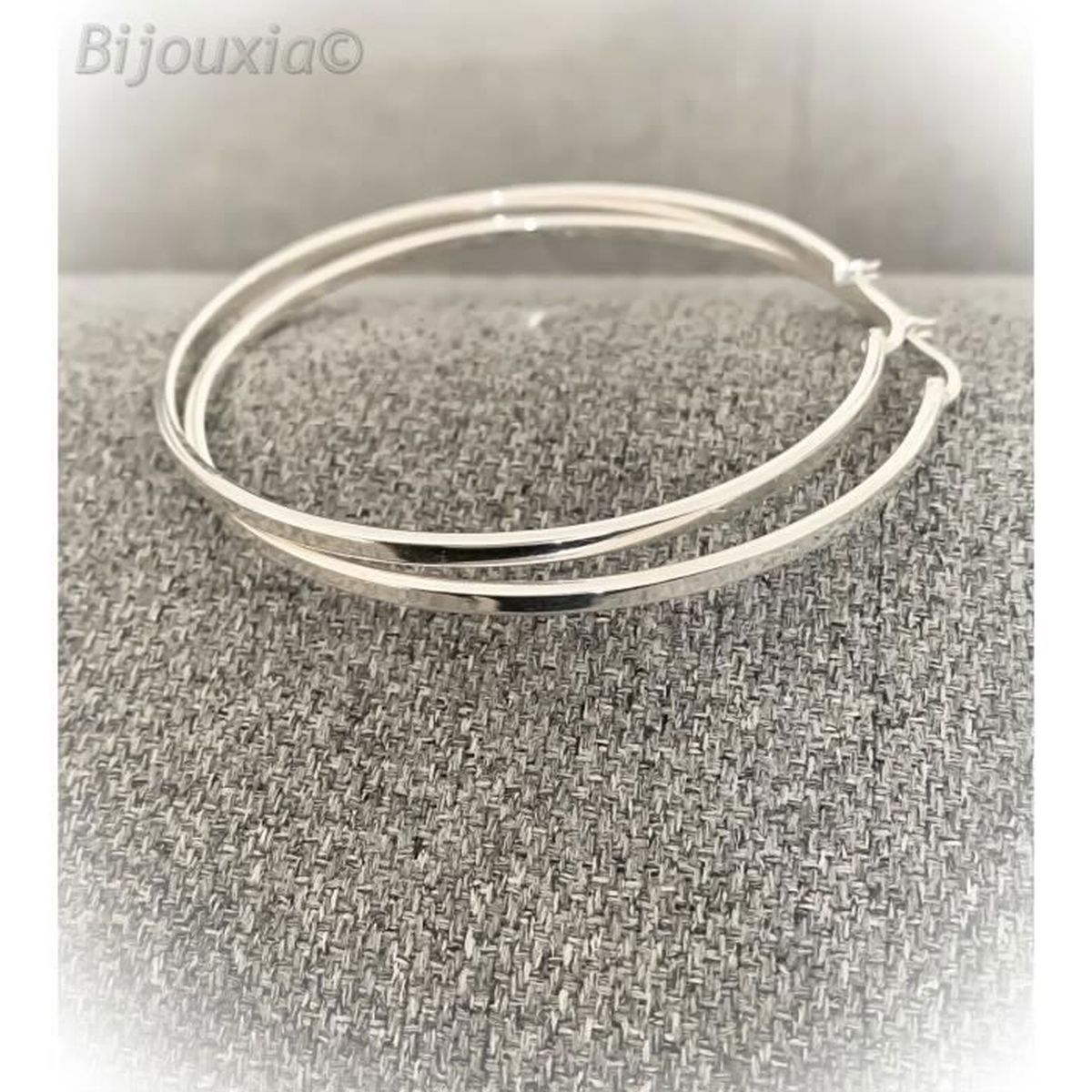 Boucles D/'oreilles Grandes Créoles 7 cm Argent Massif 925//1000 Bijoux Femme