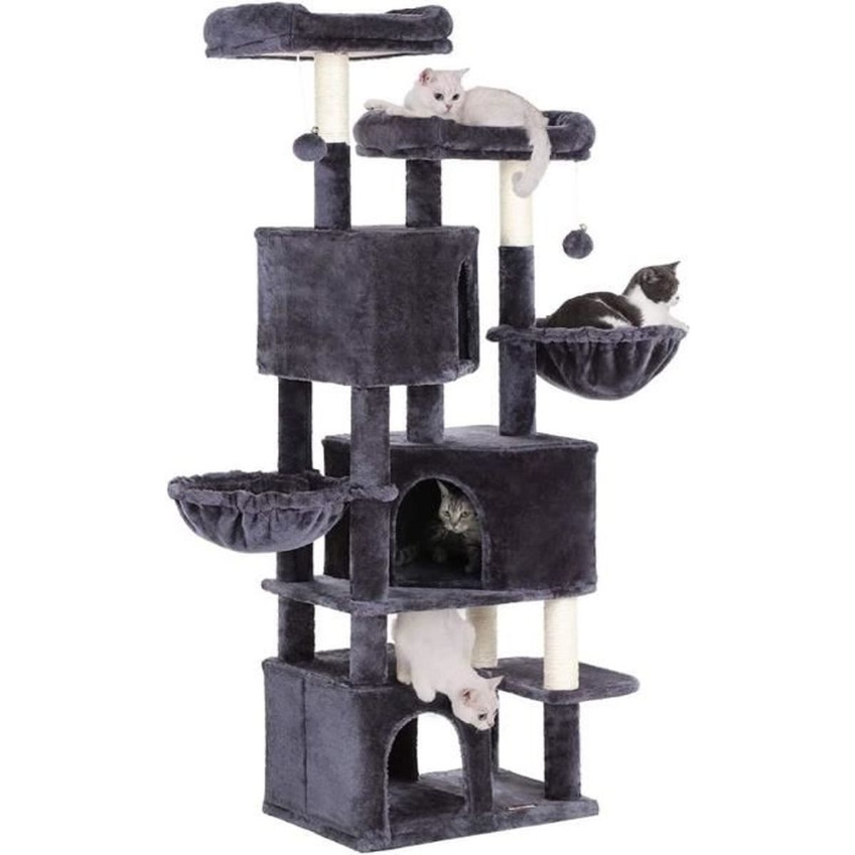 Feandrea Arbre A Chat Hauteur De 164 Cm Avec 3 Niches 2 Paniers Et 2 Plate Formes Gris Fonce Pct98g Achat Vente Arbre A Chat Feandrea Arbre A Chat Haut Cdiscount