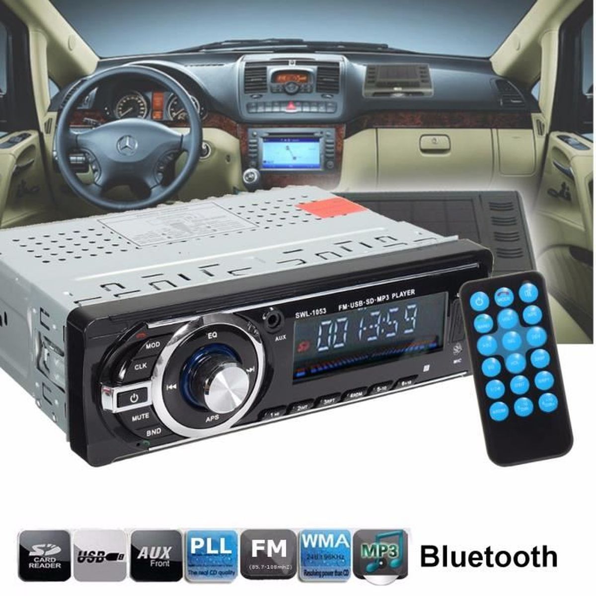 NEUFU Bluetooth Voiture Stéréo Audio Autoradio Main Libre FM Récepteur