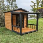 ANIMAL VALLEY Niche Berger Australien pour chien avec toit shingle et terrasse couverte Taille L Bois