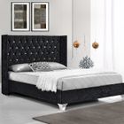 MEUBLER DESIGN Lit capitonné grand tête de lit Focuse - Noir - 140x190
