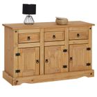 IDIMEX Buffet SALSA commode bahut vaisselier en bois style mexicain avec 3 portes et 3 tiroirs, en pin massif finition teintée/cirée