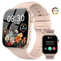 FeipuQu Montre Connectée Femme,1.96"Montre Appel Bluetooth avec AMOLED Écran,Batterie 800mAh,Podomètre,Smartwatch pour Android iOS