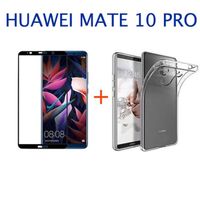 Film intégral en verre trempé noir pour Huawei mate 10 PRO + coque silicone
