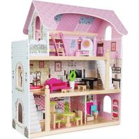 Maison de poupées en bois à trois étages boppi avec 16 meubles accessoires