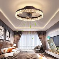 YAOXI LED Plafonnier Ventilateur Telecommande Silencieux Chambre Ventilateur De Plafond avec Lumiere Salon Moderne Dimmable 50cm629