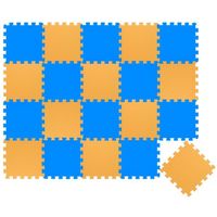 Tapis d'eveil Eva modele puzzle en mousse - 30 x 30 x 1 cm - Bleu Jaune - Lot de 20 pieces
