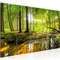 Runa art Tableau Décoration Murale Paysage de la Forêt 200x80 cm - 5 Panneaux Deco Toile Prêt à Accrocher 611755a
