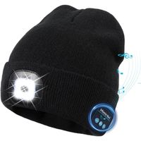LED Bluetooth Bonnet Chapeau,Eclairage sans Fil Bluetooth Casque Musique Chapeau,Hiver Chaud Tricoté, pour Course à Pied, Randonnée