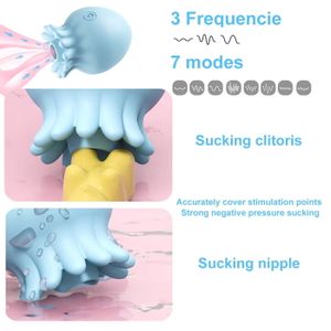 GODEMICHET - VIBRO Nouveaux vibrateurs sextoy améliorés pour méduses femmes jouets sexuels pour adultes plaisir aspiration d'air vibrant bleu