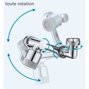 Toytexx Rallonge de robinet, adaptateur de robinet rotatif à 1080° avec 2  modes de sortie, robinet flexible pour cuisine, salle de bain