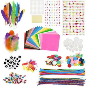 KIT SCRAPBOOKING Kit de Loisir Creatif - - 570pcs avec Paillettes, Pompons, Plume, Papier, Googly Eye, Pipe Cleaners, Papier