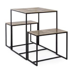 Ensemble table et chaise de jardin Ensemble table et tabourets - - Aluminium et métal - Naturel et noir