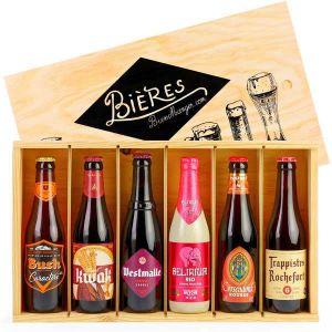 KIT DE BRASSAGE BIERE - COFFRET DE BRASSAGE BIERE Caisse bois de 6 bières belges de caractère - Cais