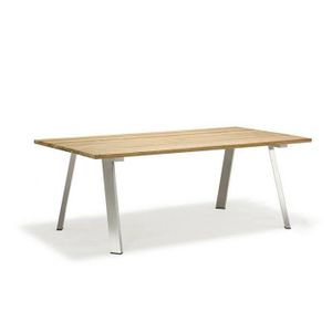 TABLE DE JARDIN  Table de jardin - DMORA - Plateau en bois de teck 