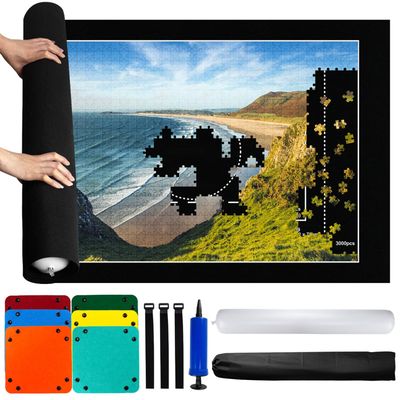 Yuragim Tapis De Puzzle à Rouler 1500 Pièces - Tapis Feutre Portable Avec Tube Gonflable, Pompe Et Accessoires - Parfait Pour Puzzles Adultes Et Enfants