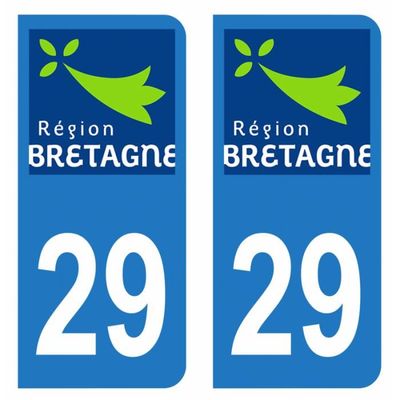 Lot De 4 Autocollants Département 29 Finistère Bretagne - Pour Plaques D'immatriculation