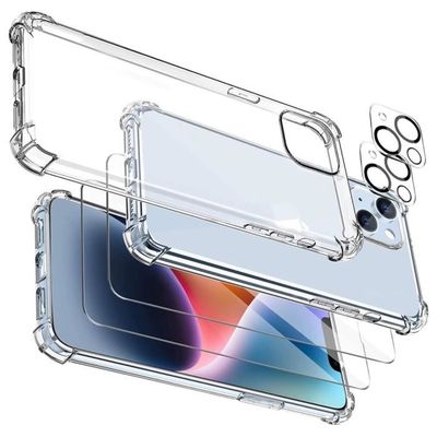 Coque iPhone 14 et 2 Verre trempé vitre glass écran + 2 protection caméra GHL Tech