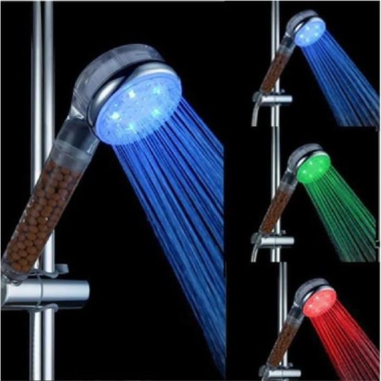 Pommeau de douche avec contrôle de température par LED 3 couleurs, éco –  AlamAvantage
