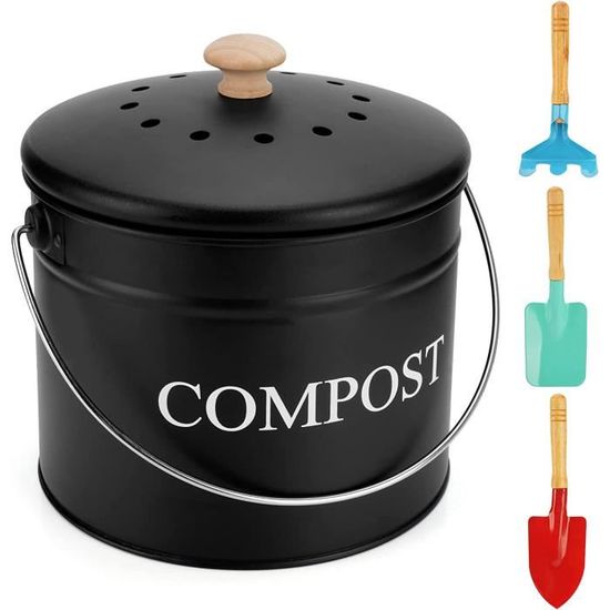 Bac à Compost Cuisine, Composteur Poubelle avec Bac en Plastique & Filtres  à Charbon – Sans Montage, Fermeture Étanche contre des - Cdiscount Jardin