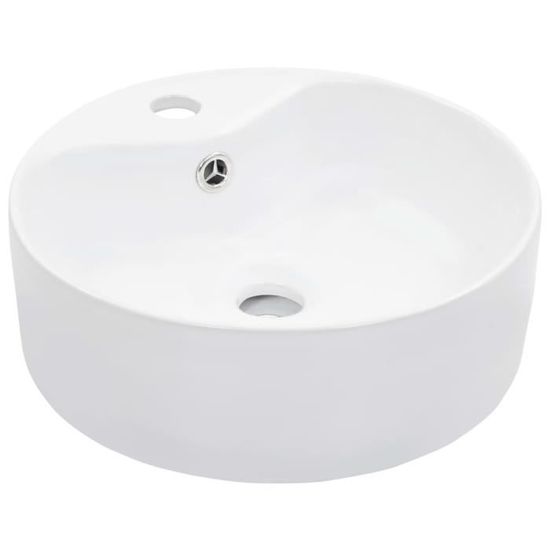 696Living•Lavabo NEW - Lave main VASQUE à poser Lavabo à suspendre avec trop-plein 36x13 cm Céramique Blanc