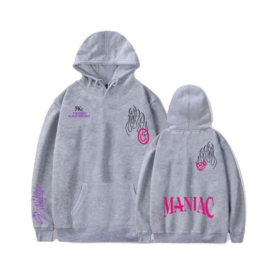Sweat Shirt Sweats A Capuche SKZ Hoodie Sweatshirts Maniac Kpop Support Pullover pour Hommes Femmes Gris Cdiscount Pret a Porter