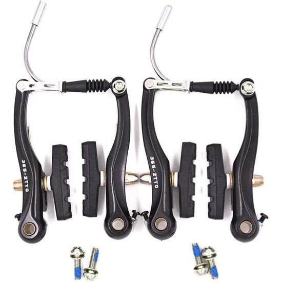 TUZHE Lot De 2 Paires De Freins De Vélo V-Brake Universels Avant Et Arrière Pour VTT Et Vélos De Route - Noir