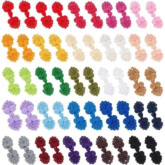 5 Paires De Boutons Attache Noeud Chinois Grenouille - Satin Noir Pour Cheongsam