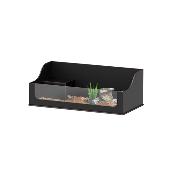Terrarium Tortue Terra Tortum 100 Noir Aquatlantis Reptile Bois Rectangulaire