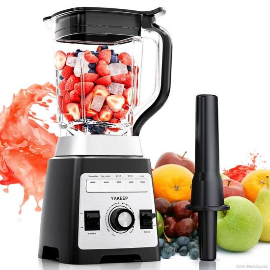 Blender 2000W, Blender Smoothie, Mixeur Multifonction, YAKEEP Mixeur